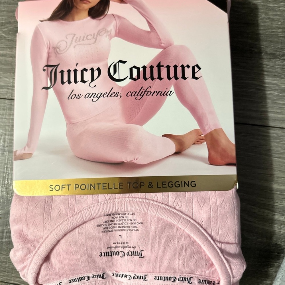 Juicy Couture Pink Soft Pointelle Top & Legging Set